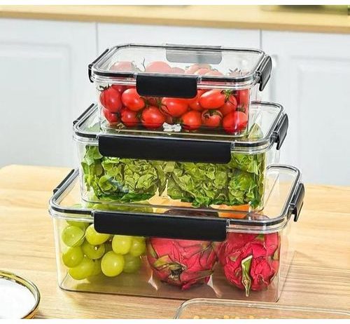 3 Piece Stackable Airtight Clear Food Containers