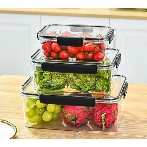 3 Piece Stackable Airtight Clear Food Containers