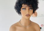 Human hair pixie curls in black