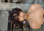 Short curly pixie human hair burgundy