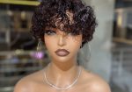 Short curly pixie human hair burgundy