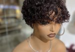 Short curly pixie human hair burgundy