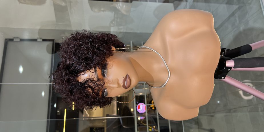 Short curly pixie human hair burgundy