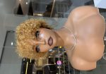 Human hair pixie curls in blonde