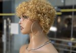 Human hair pixie curls in blonde