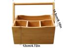 Portable Kitchen Caddy Bamboo Desk Holder, Cutlery Box, Utensil Tray