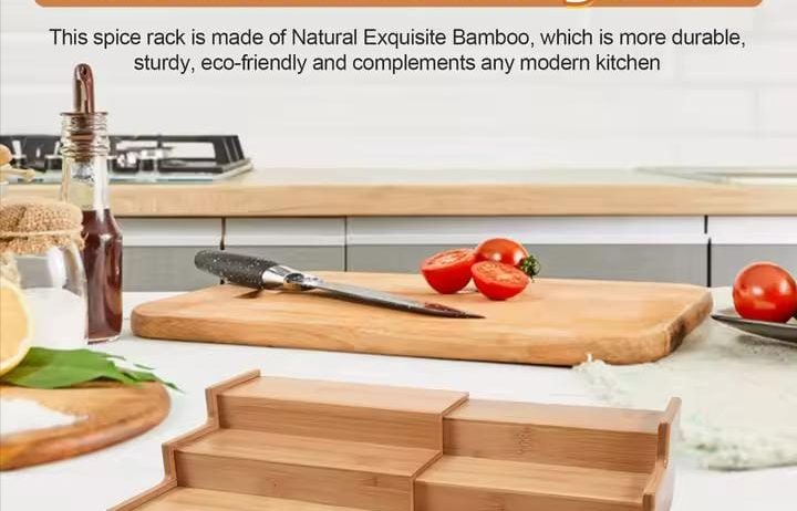 Spice Rack – 3-Tier Bamboo Expandable Shelf