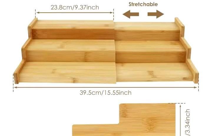 Spice Rack – 3-Tier Bamboo Expandable Shelf
