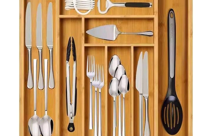 Multifunctional wooden  cutlery organizer